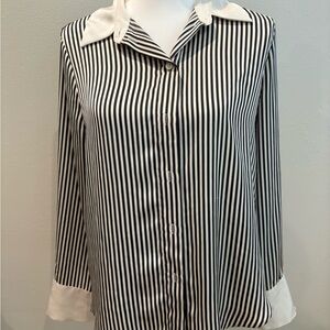 H&M Black and White Striped Button Down Shirt